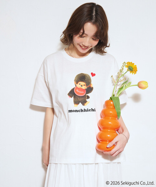 FREAK'S STORE / Monchhichi Front and Back Print Heart Embroidery T-Shirt