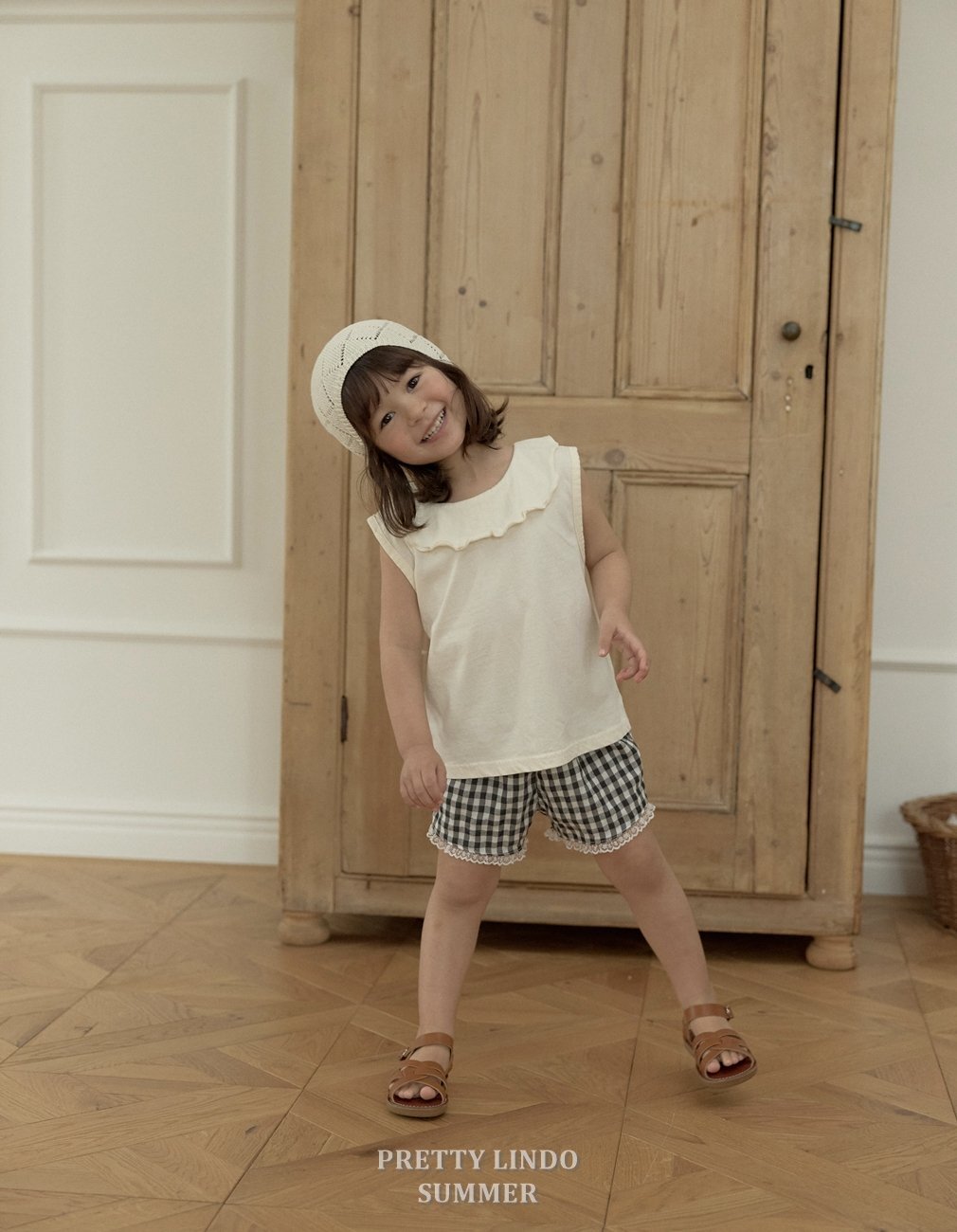 正韓夏Lindo 三色花邊領背心上衣