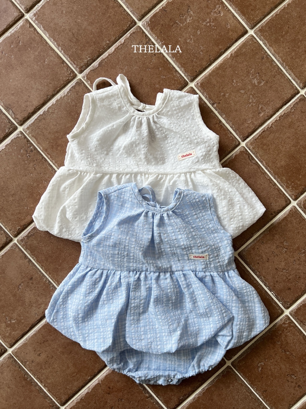 正韓夏lalla 嫩嬰後綁帶無袖包屁衣