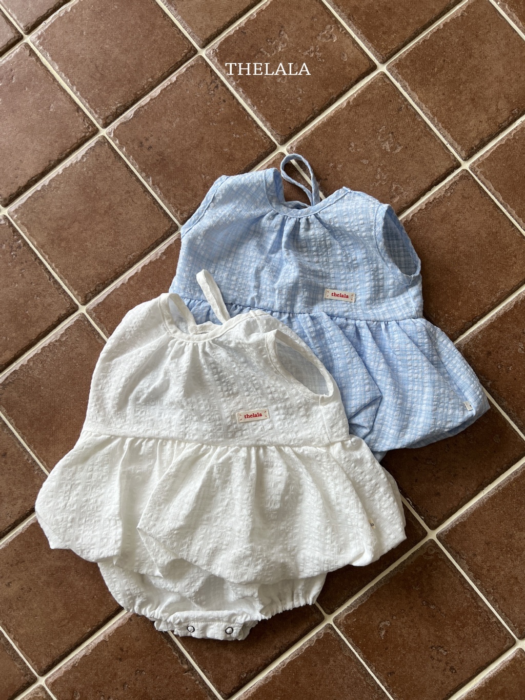 正韓夏lalla 嫩嬰後綁帶無袖包屁衣