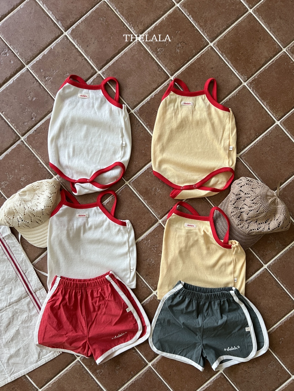 正韓夏lalla 小童紅色滾邊背心