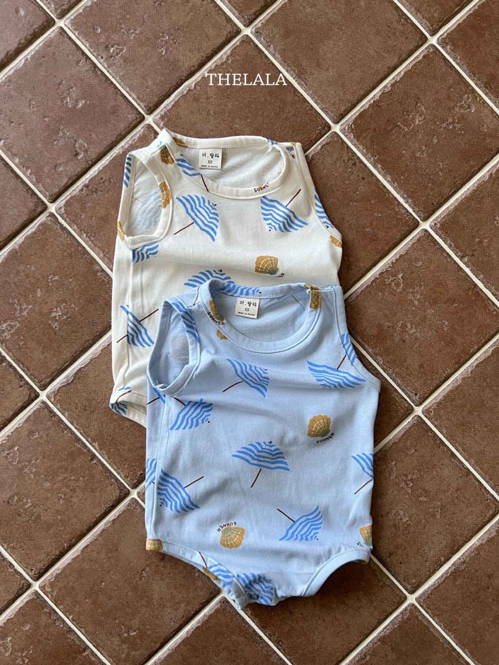 正韓夏lalla 嫩嬰海灘貝殼包屁衣