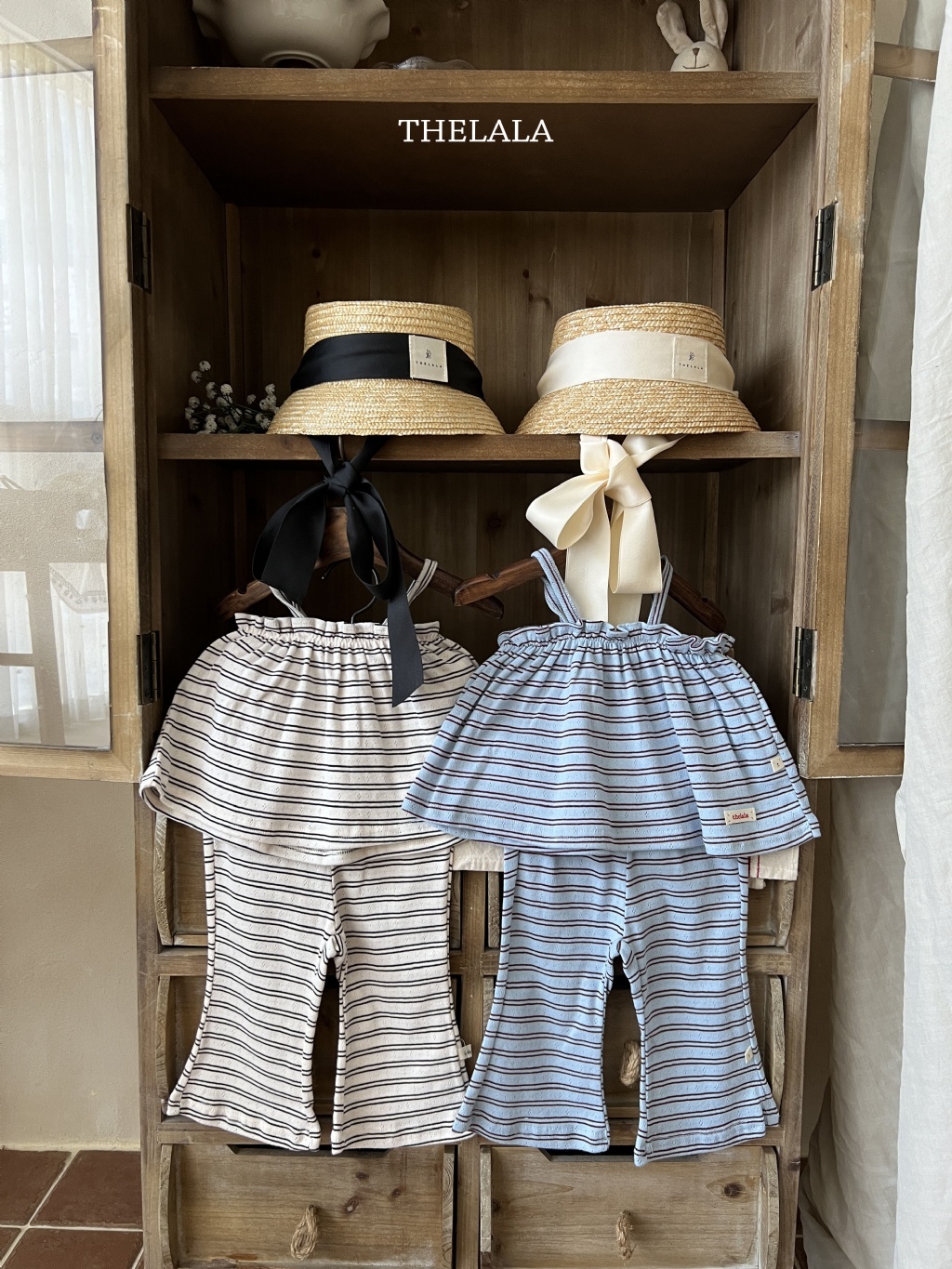 正韓夏lalla 三色綁帶草帽