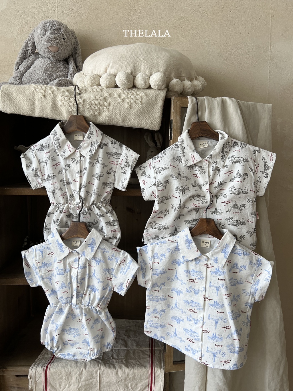 正韓夏lalla 嫩嬰小圖有領縮腰連身包屁衣