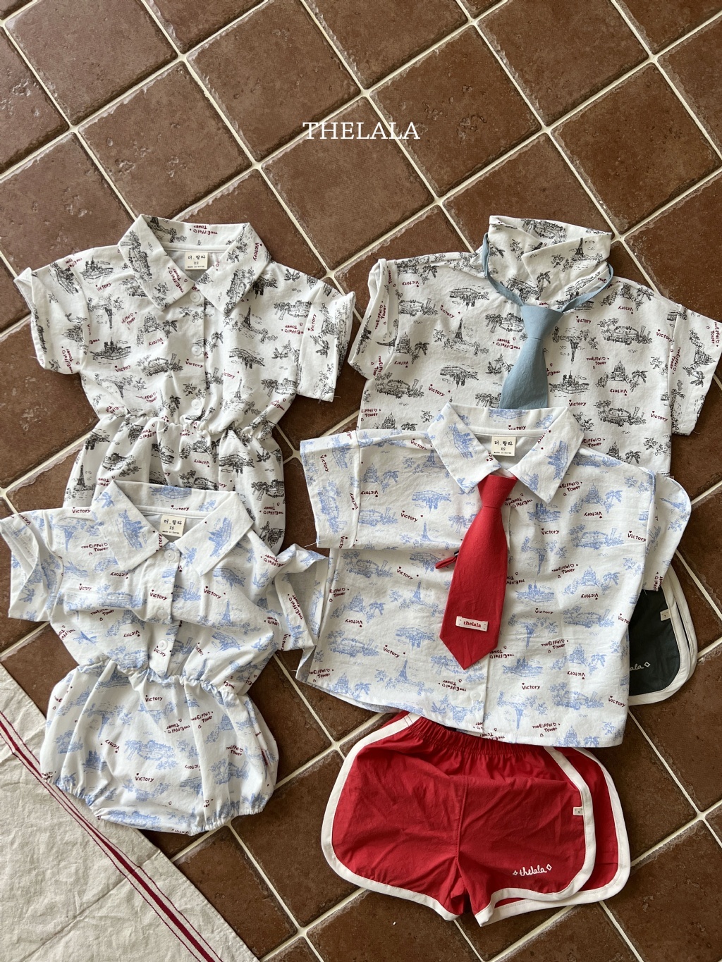 正韓夏lalla 小童美式小圖有領襯衫