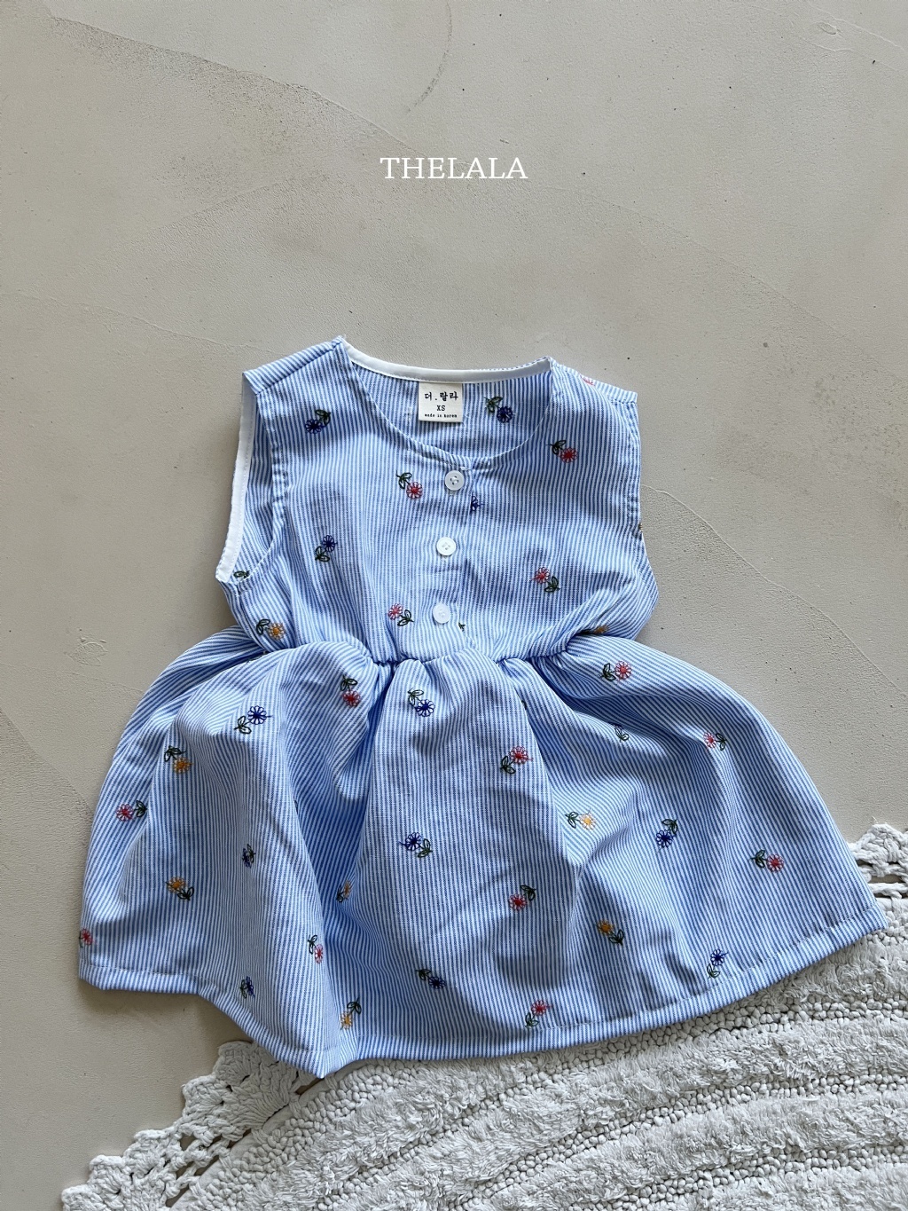 正韓夏lalla 小童直條小花朵洋裝