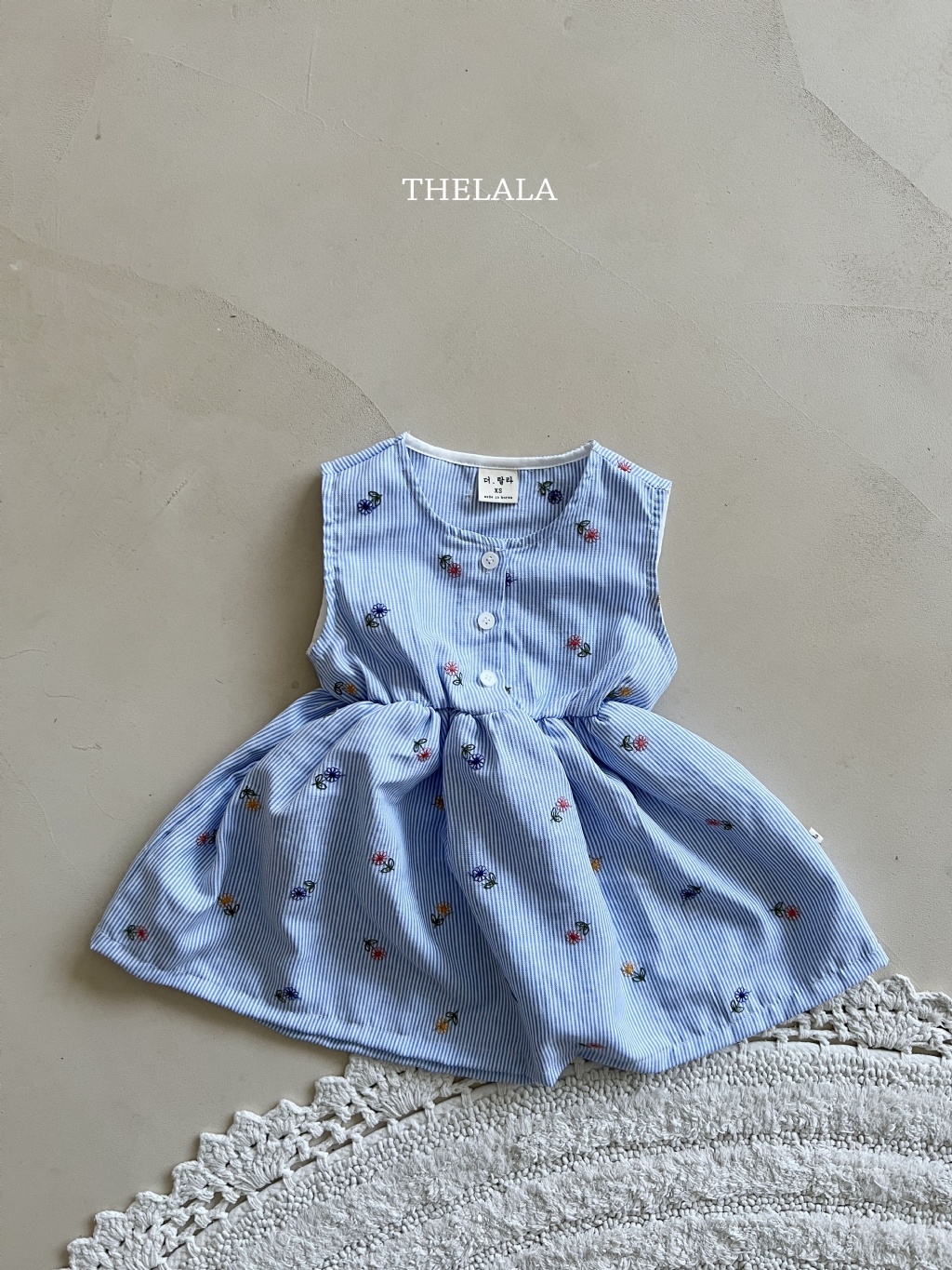 正韓夏lalla 小童直條小花朵洋裝