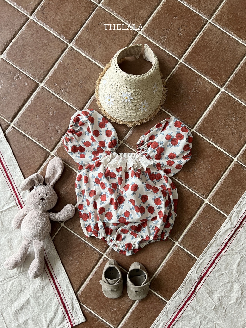 正韓夏lalla 嫩嬰滿滿紅玫瑰包屁衣