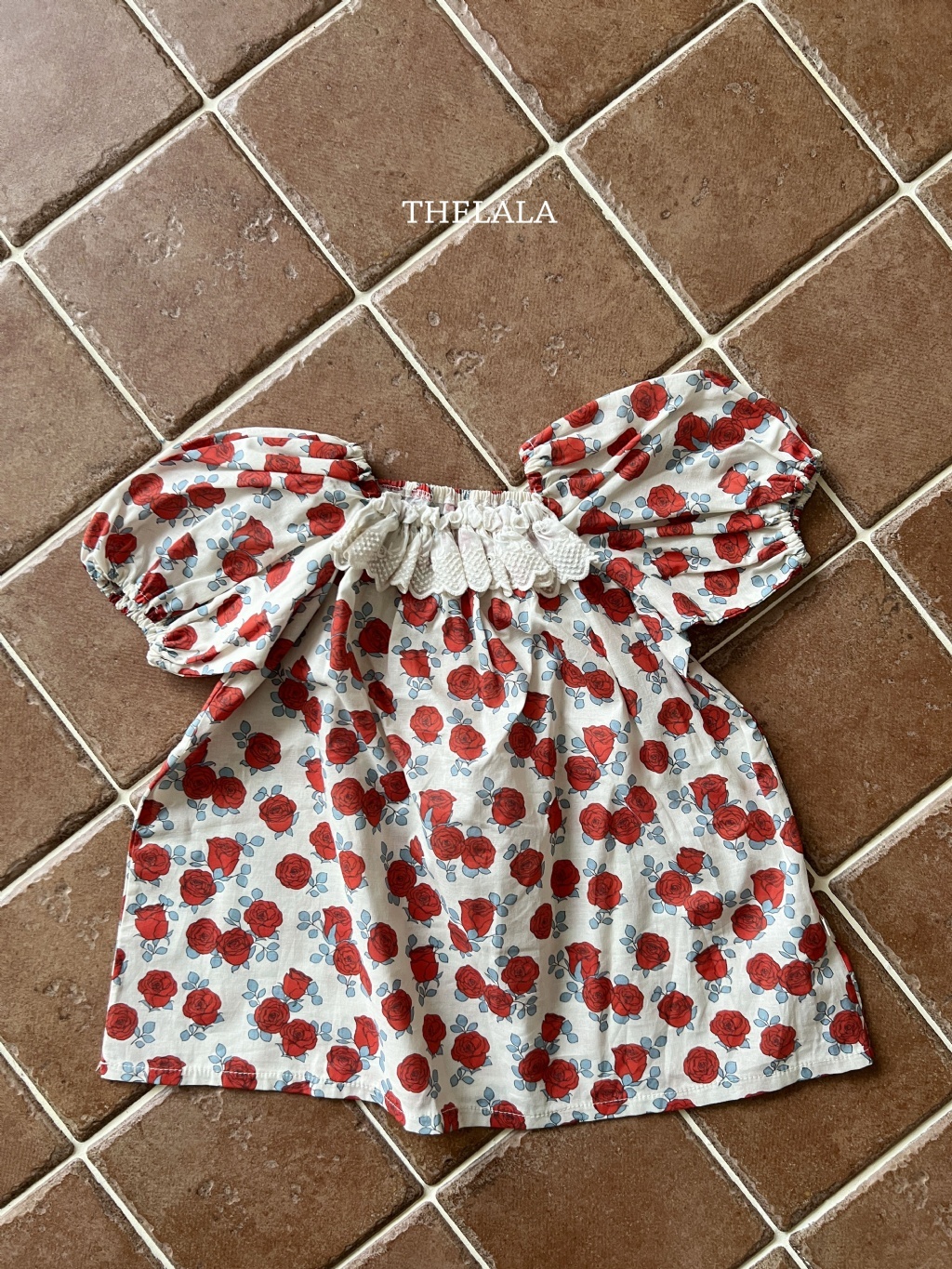 正韓夏lalla 小童滿滿紅玫瑰洋裝