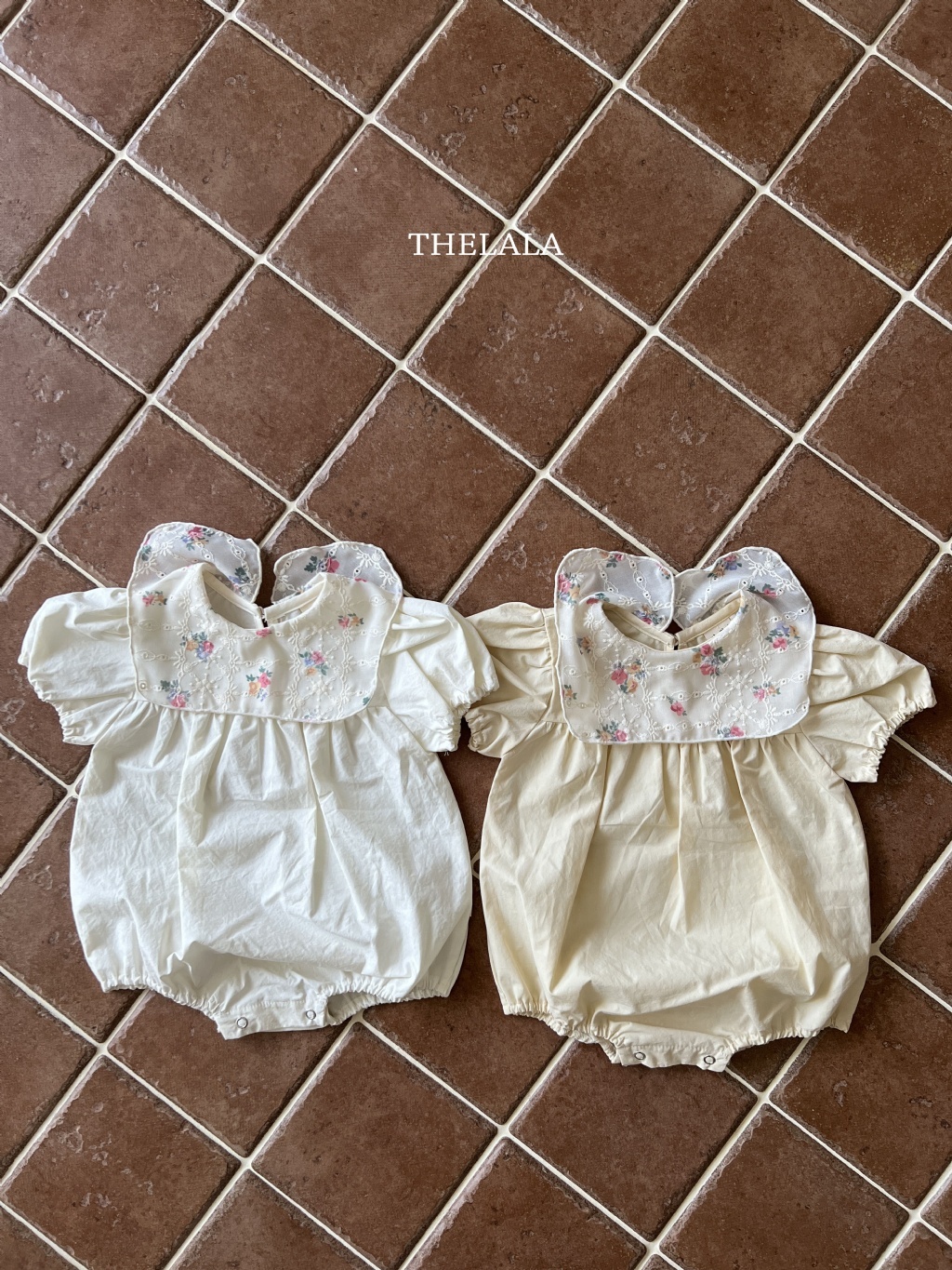 正韓夏lalla 嫩嬰小花方領包屁衣