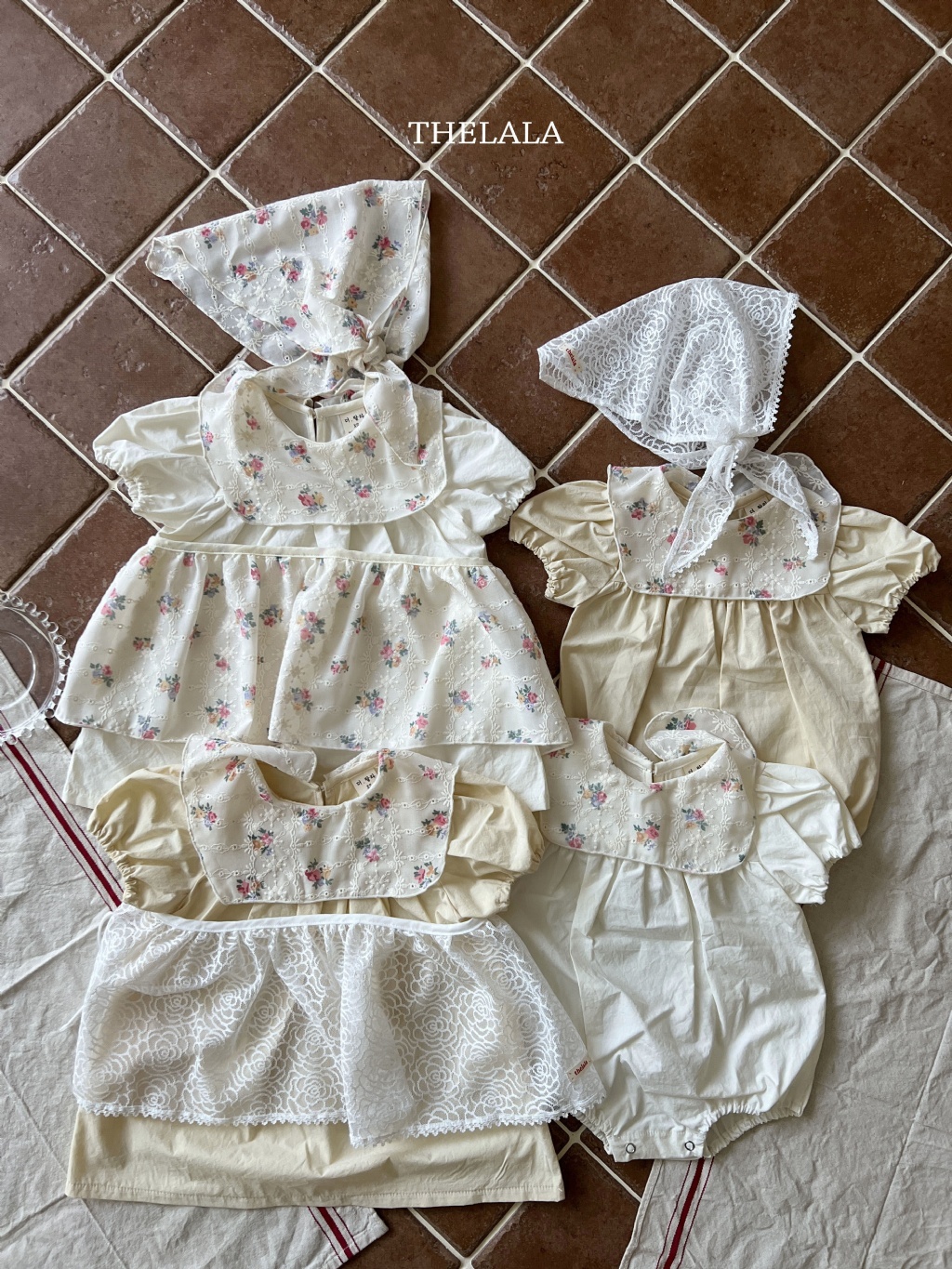 正韓夏lalla 嫩嬰小花方領包屁衣