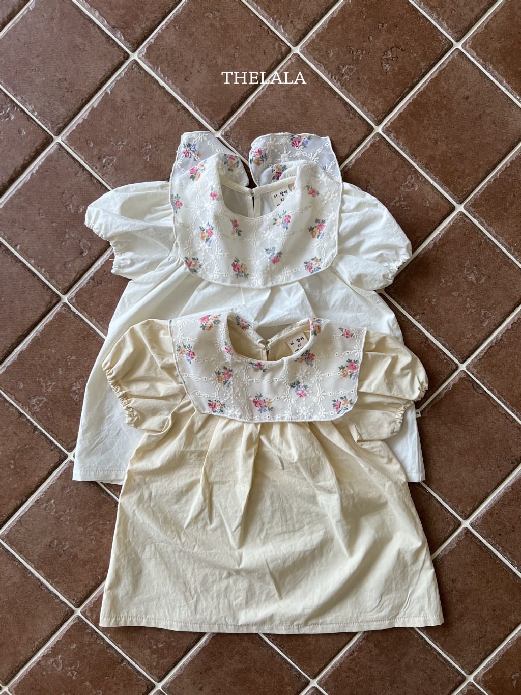 正韓夏lalla 小童小花方領洋裝