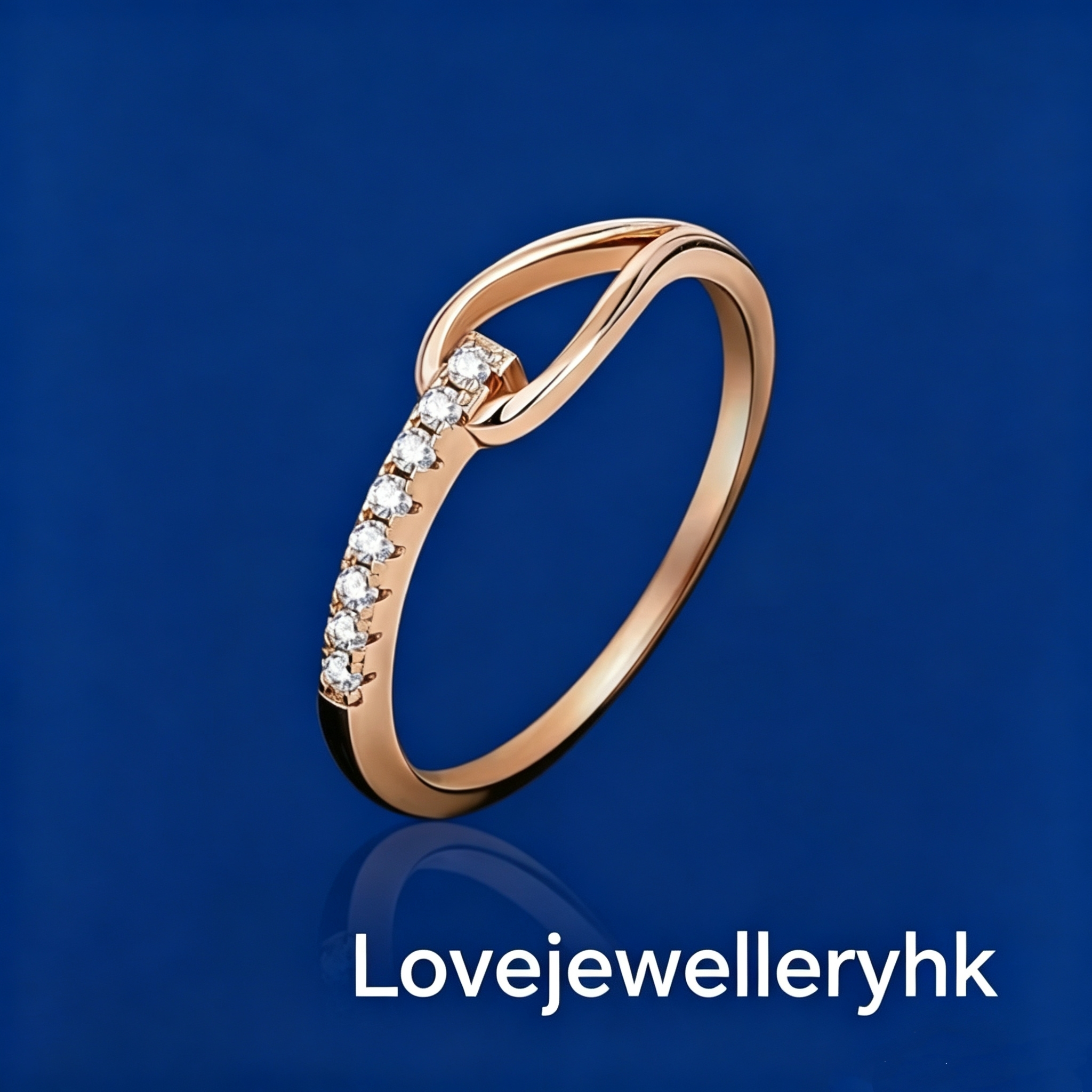 玫瑰金色音符莫桑鑽戒    R023