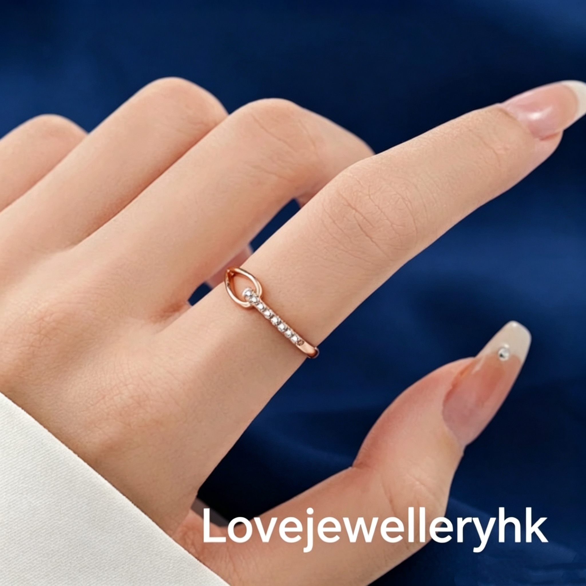 玫瑰金色音符莫桑鑽戒    R023