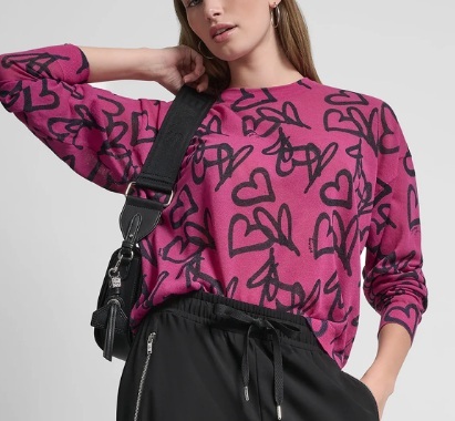 [S] DKNY HOT PINK GRAFFITI HEART GRAFFITI HEART SWEATER, P6ASAC03-D4J (SD1881)