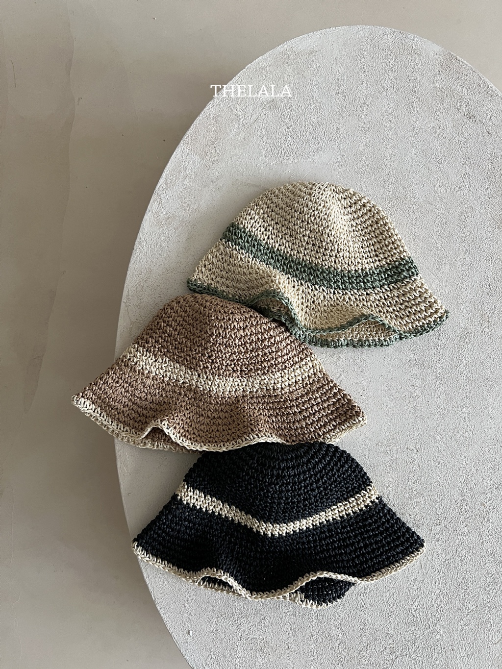正韓夏lalla 三色編織波浪草帽