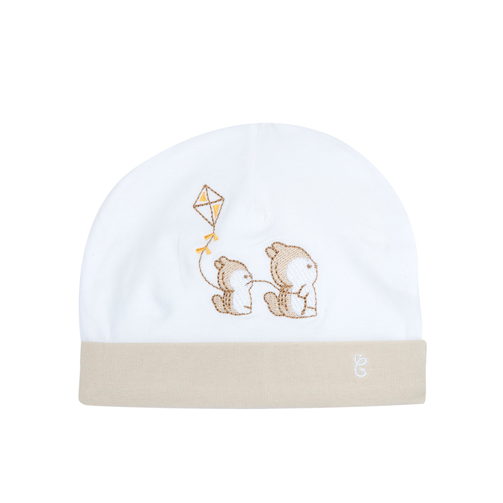 風箏松鼠-繡圖反折嬰兒帽