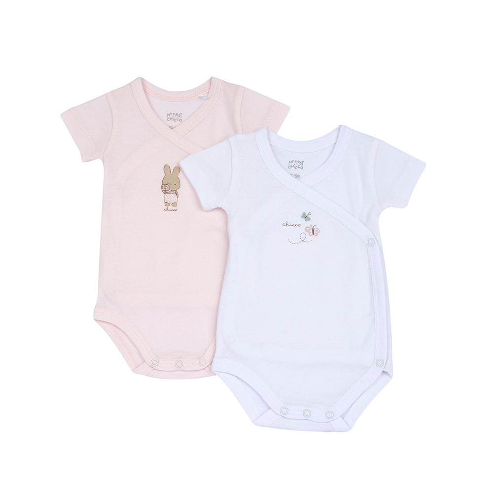 粉彩-短袖前側開連身衣二入