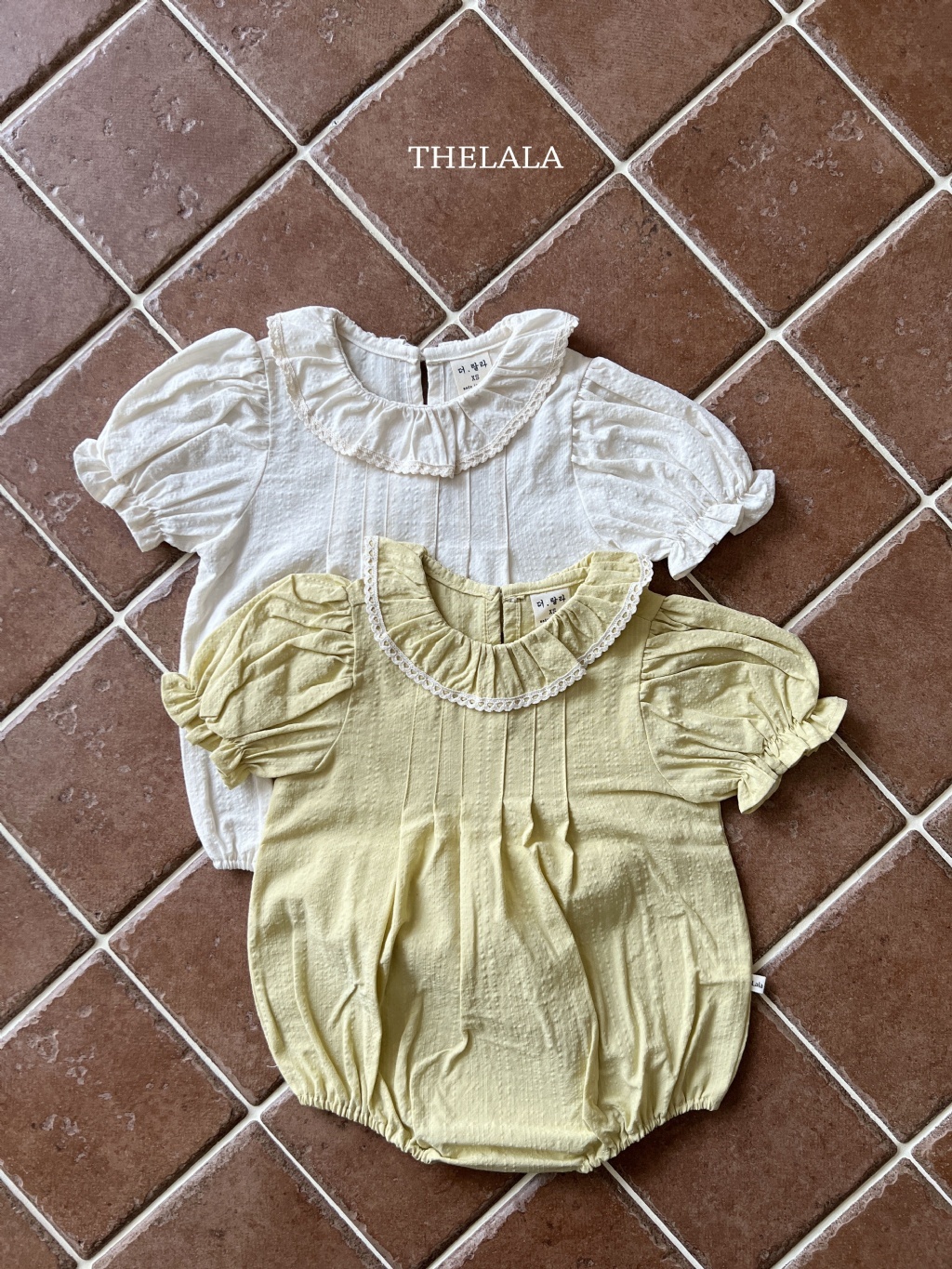 正韓夏lalla 嫩嬰滾邊小圓領包屁衣