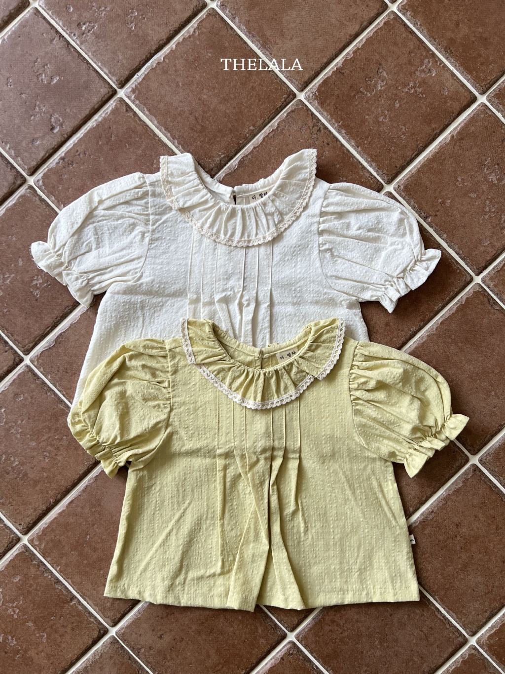 正韓夏lalla 小童滾邊小圓領上衣