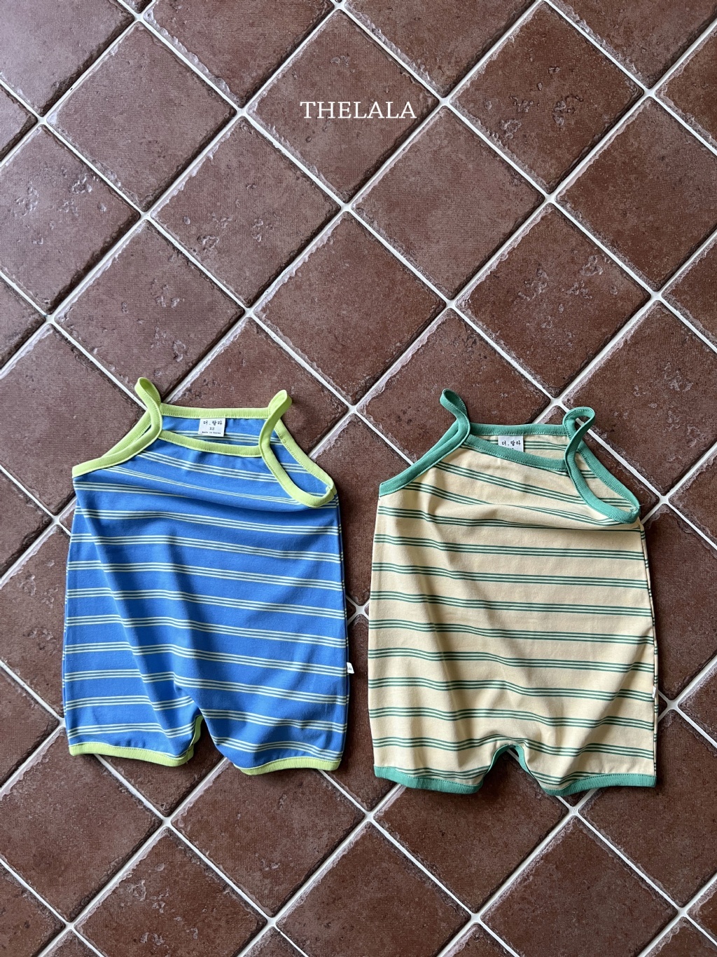 正韓夏lalla 嫩嬰多巴胺條紋包屁衣