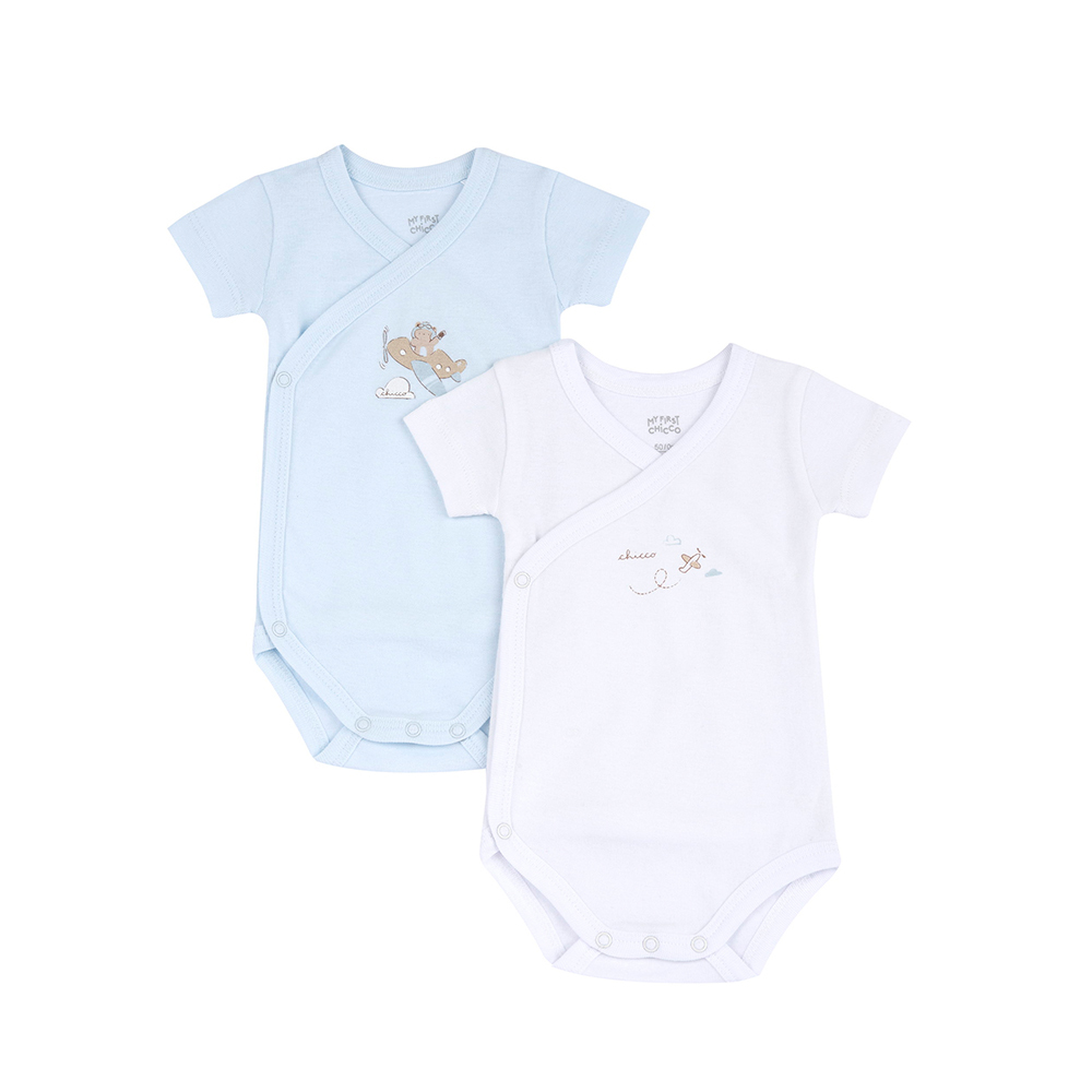 粉彩-短袖前側開連身衣二入