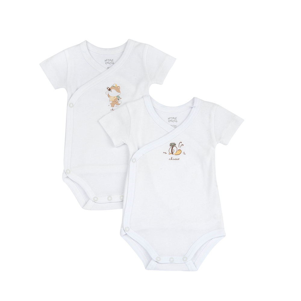 粉彩-短袖前側開連身衣二入