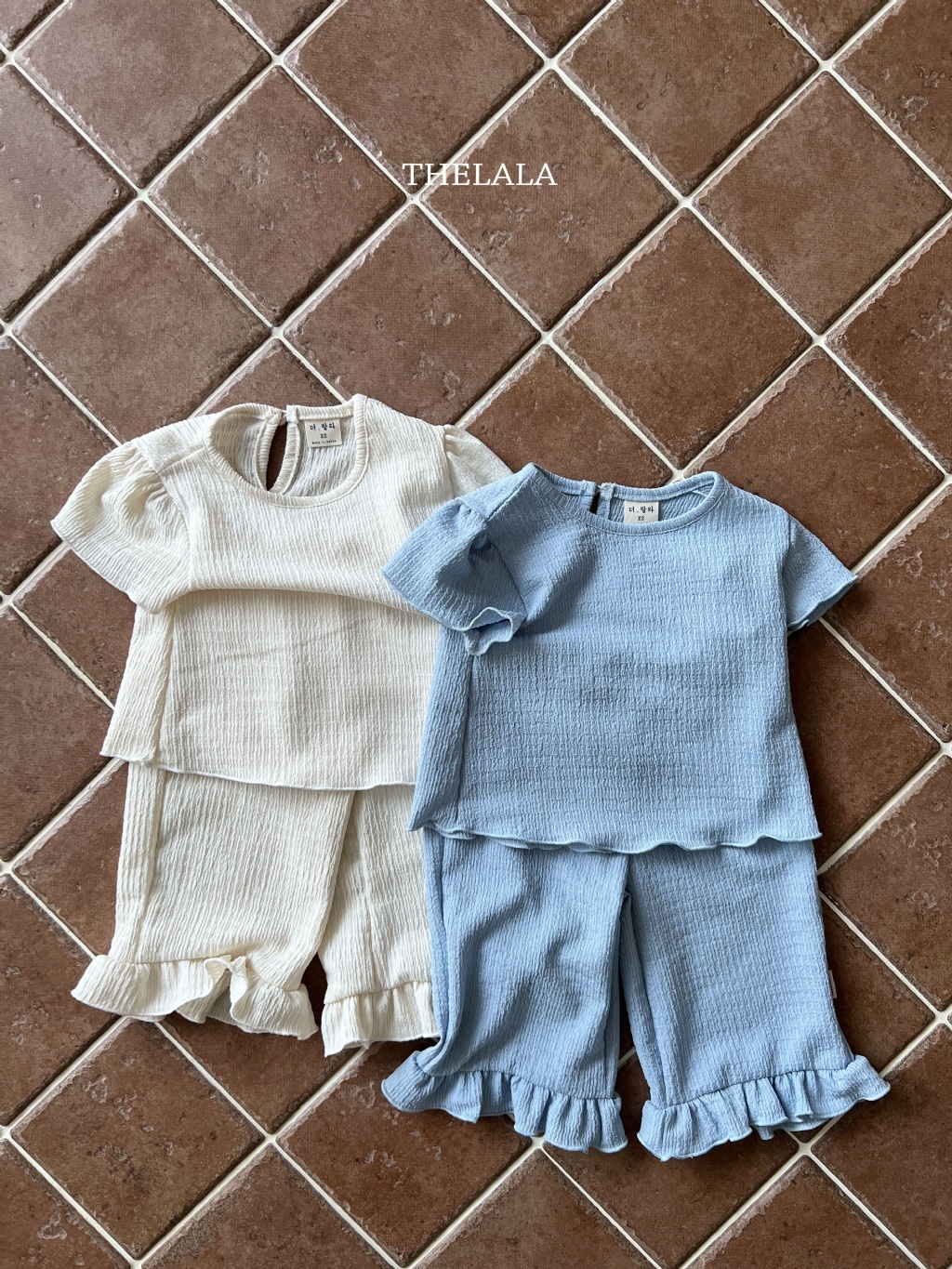 正韓夏lalla 小童清新兩色花邊褲套裝