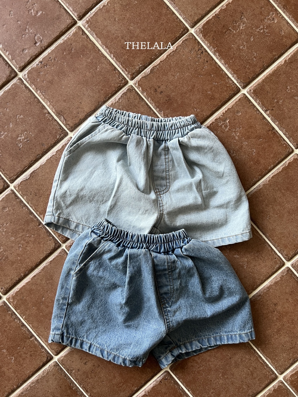 正韓夏lalla 小童兩色鬆緊牛仔褲