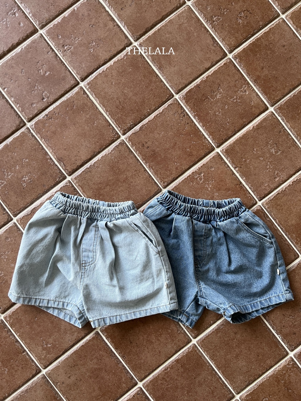 正韓夏lalla 小童兩色鬆緊牛仔褲