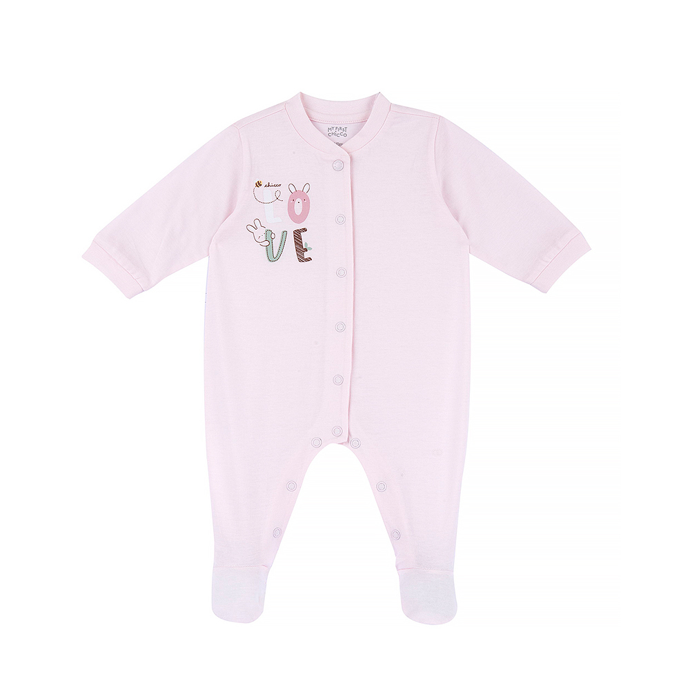 粉彩-LOVE前開長袖兔裝 C