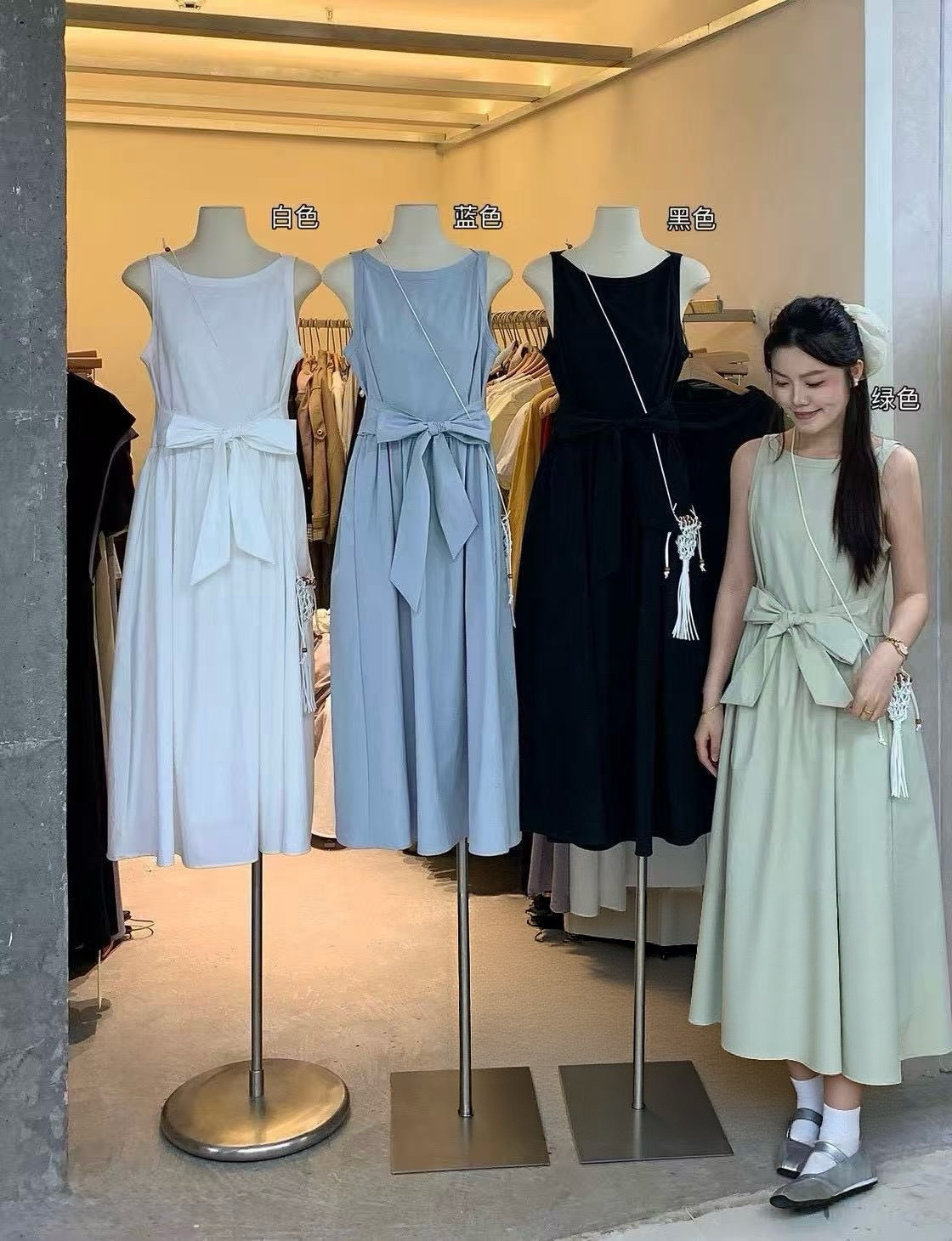 638 簡單甜美蝴蝶結洋裝