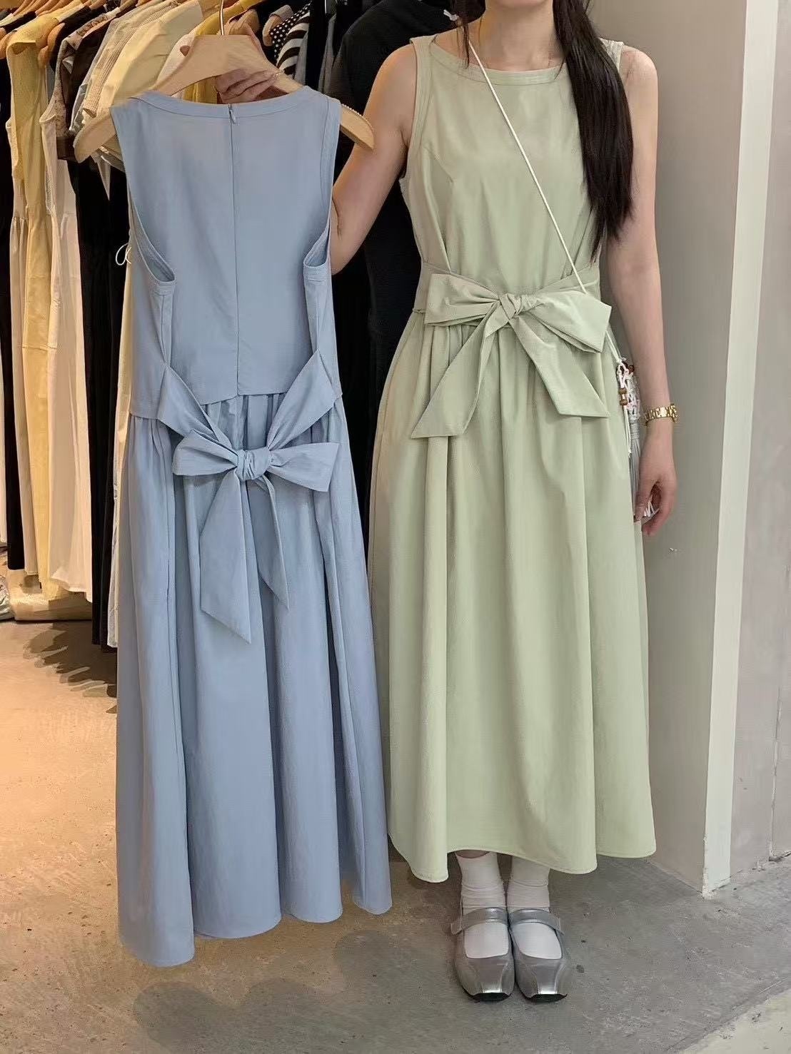 638 簡單甜美蝴蝶結洋裝