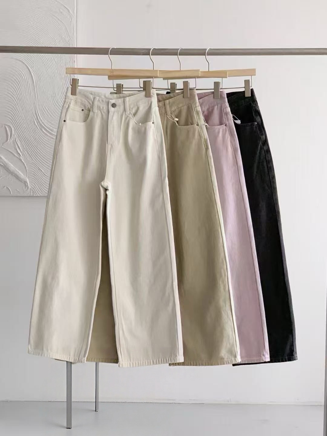 031 正韓純色直筒休閒牛仔褲