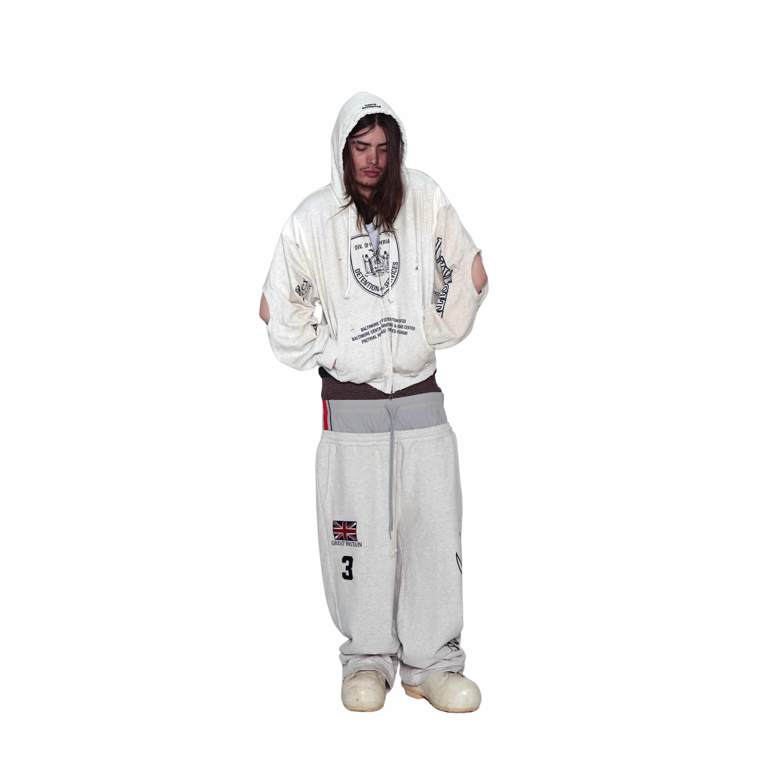 Protocol Index｜Reconstructed Sweatshirts Zip Hoodie (Oatmeal Melange)