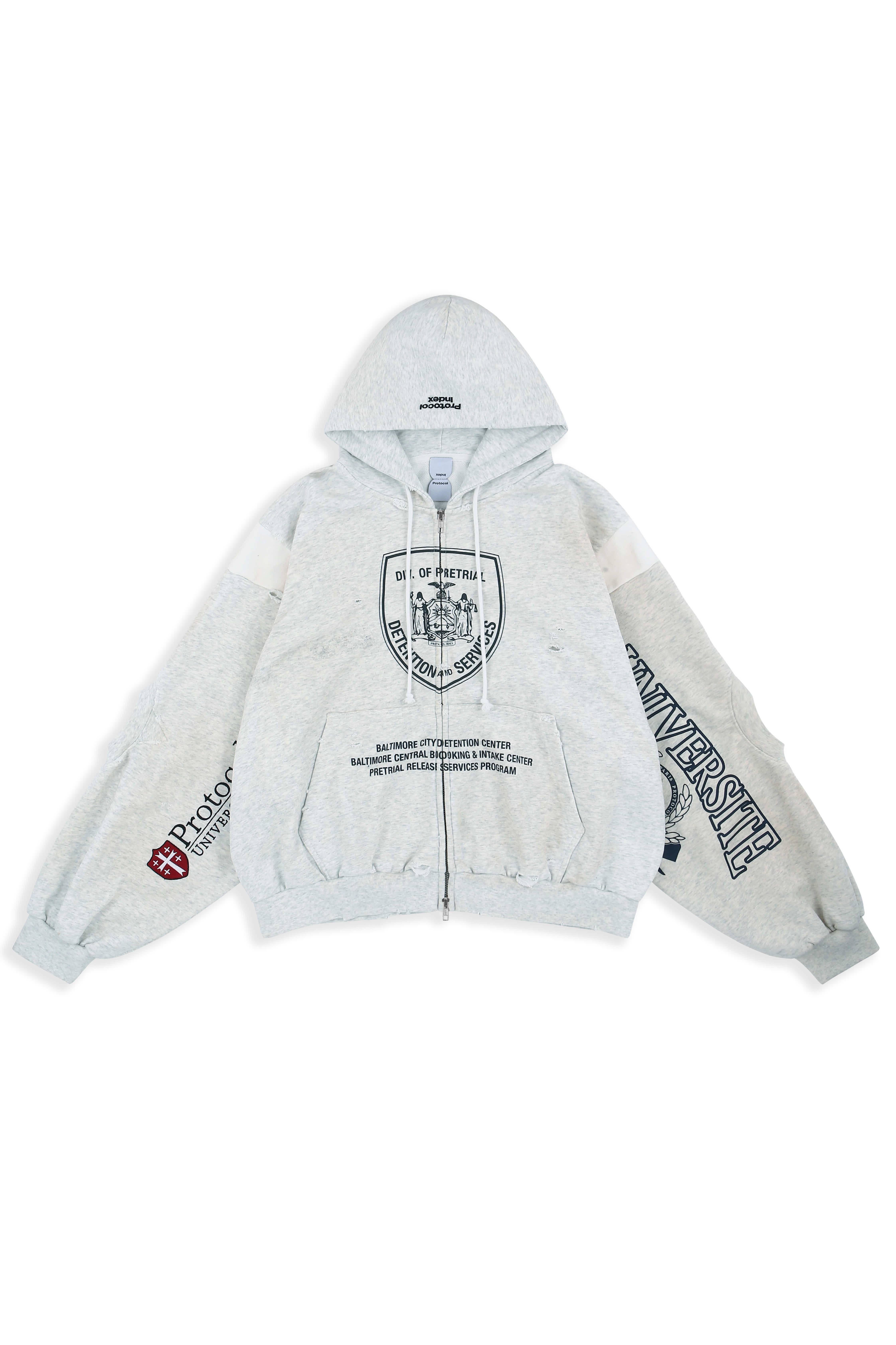 Protocol Index｜Reconstructed Sweatshirts Zip Hoodie (Oatmeal Melange)