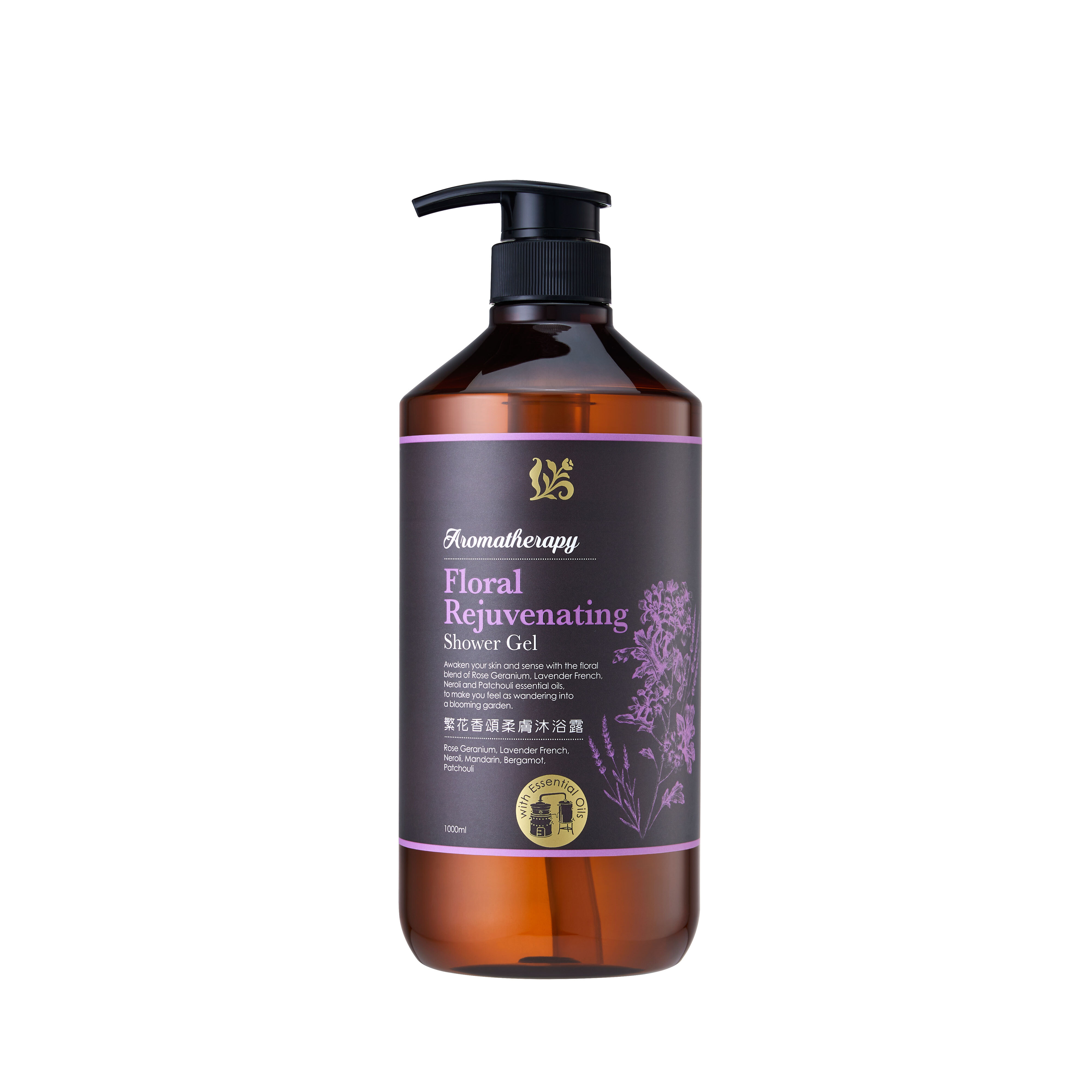 Floral Rejuvenating Shower Gel with Essential Oils 1000ML