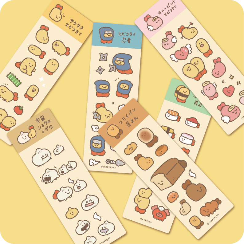 炸蝦長條透明貼紙-第二彈