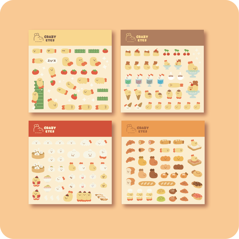 炸蝦迷你轉印貼紙（共四款）