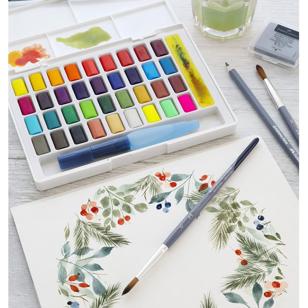 塊狀水彩組 附水彩筆 24色 36色｜德國 Faber-Castell 輝柏