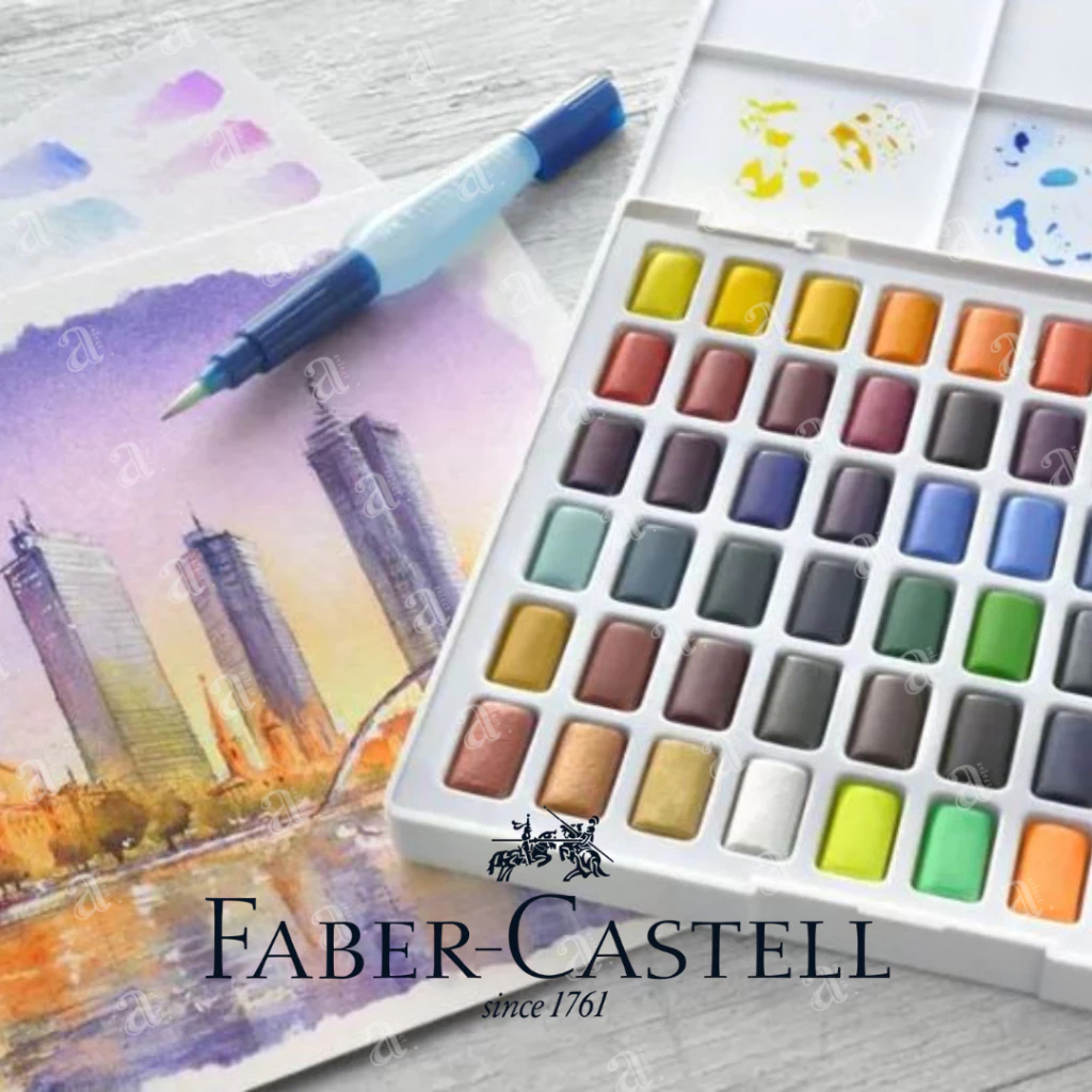 塊狀水彩組 附水彩筆 24色 36色｜德國 Faber-Castell 輝柏