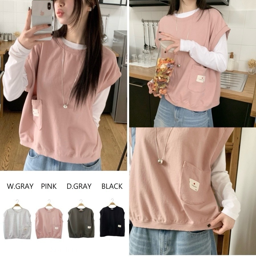 SJ2641405韓國COTTON POCKET 袋背心