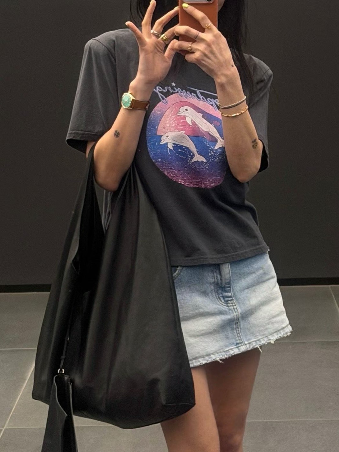 邊緣破損牛仔褲裙
