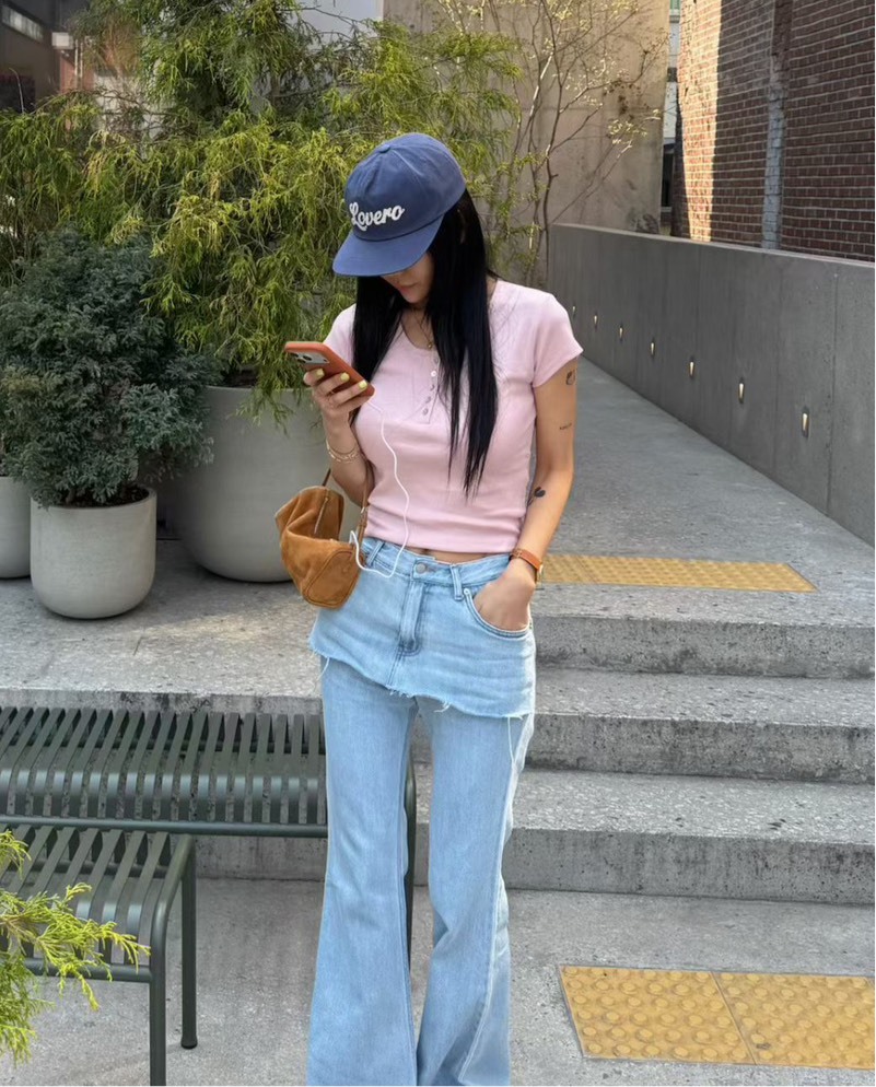 前裙罩牛仔長褲