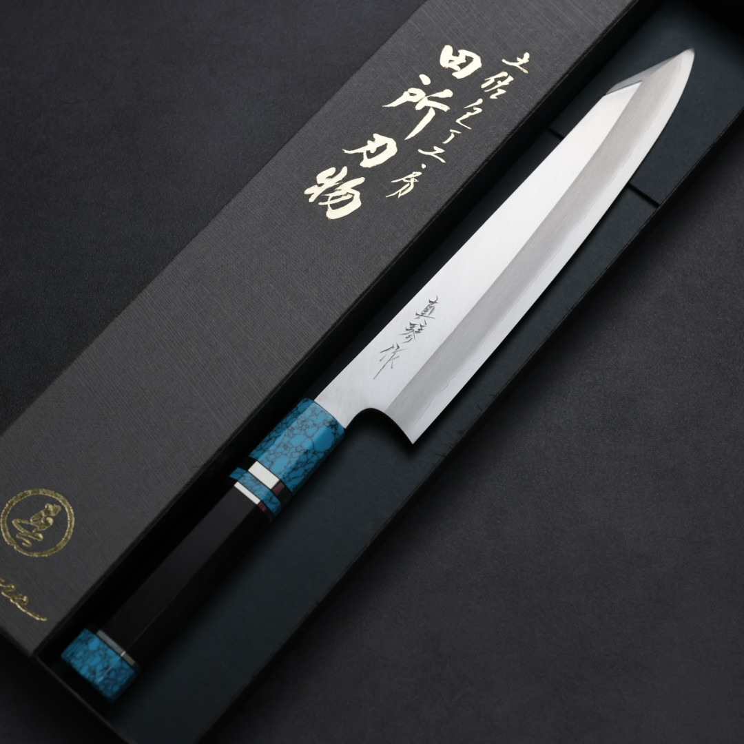 田所真琴 切付堪所 單刃牛刀 240mm 銀三鋼 藍松石黑檀柄