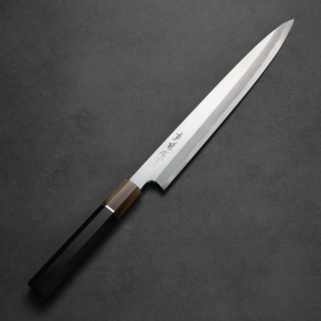 田所真琴 柳刃 白紙鋼 鏡面 水牛黑檀柄