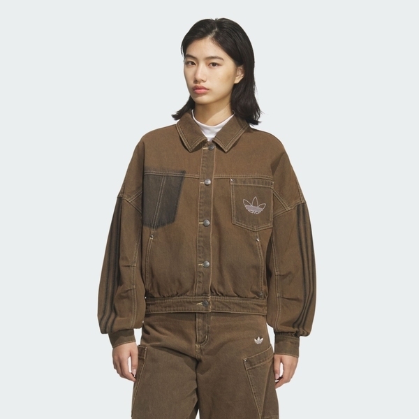 Adidas 愛迪達 Jacket W KR5041 女 外套 夾克 休閒穿搭 卡其棕 亞版 丹寧 工裝風