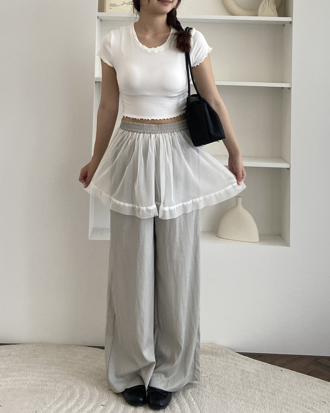 法朵Fado shop｜層次裙襬天絲寬褲 2735001 兩色