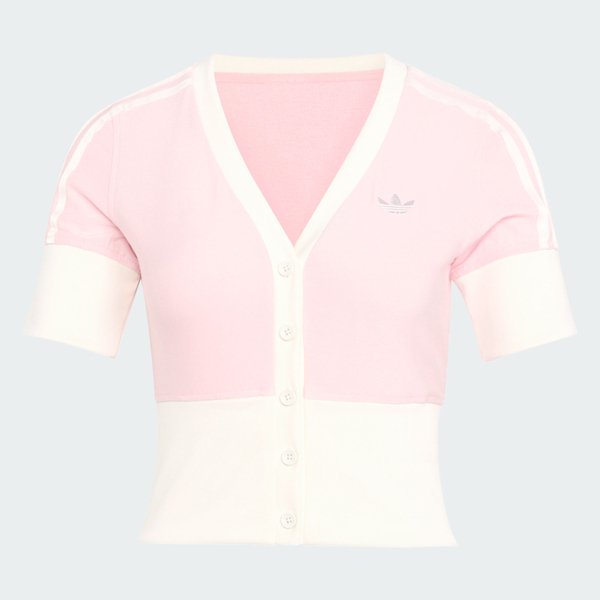 Adidas 愛迪達 V-neck Shirt KW4541 女 針織衫 粉紅 亞版 V領 修身 短版