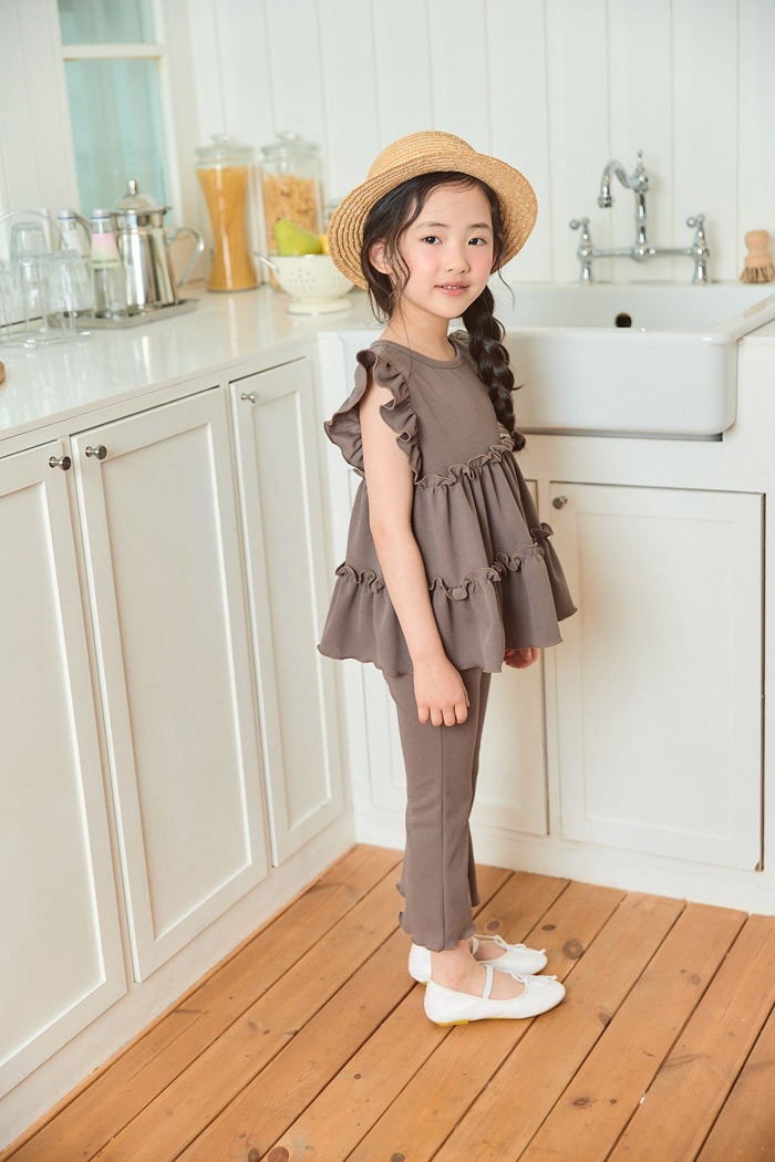 正韓夏bbb 三色荷葉邊雲朵軟套裝